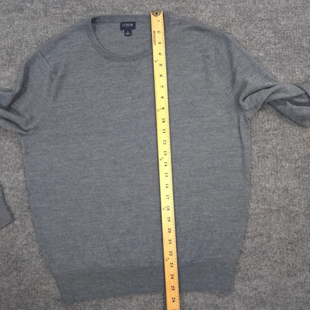 J Crew Sweater‎ Mens L Gray Heather Merino Wool Blend Crewneck Pullover Preppy